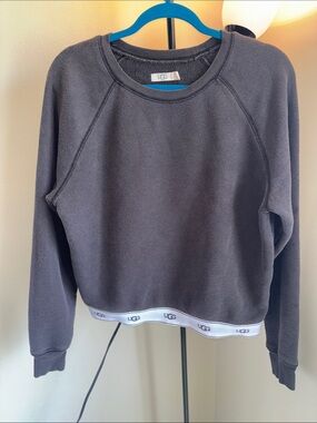 UGG Women's Charcoal Crewneck with Branded Hem